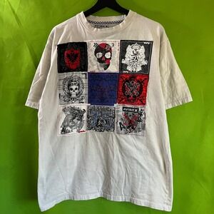 Avirex Mens Graphic Patch T-Shirt Grey Skulls Crests Short Sleeve Size Medium